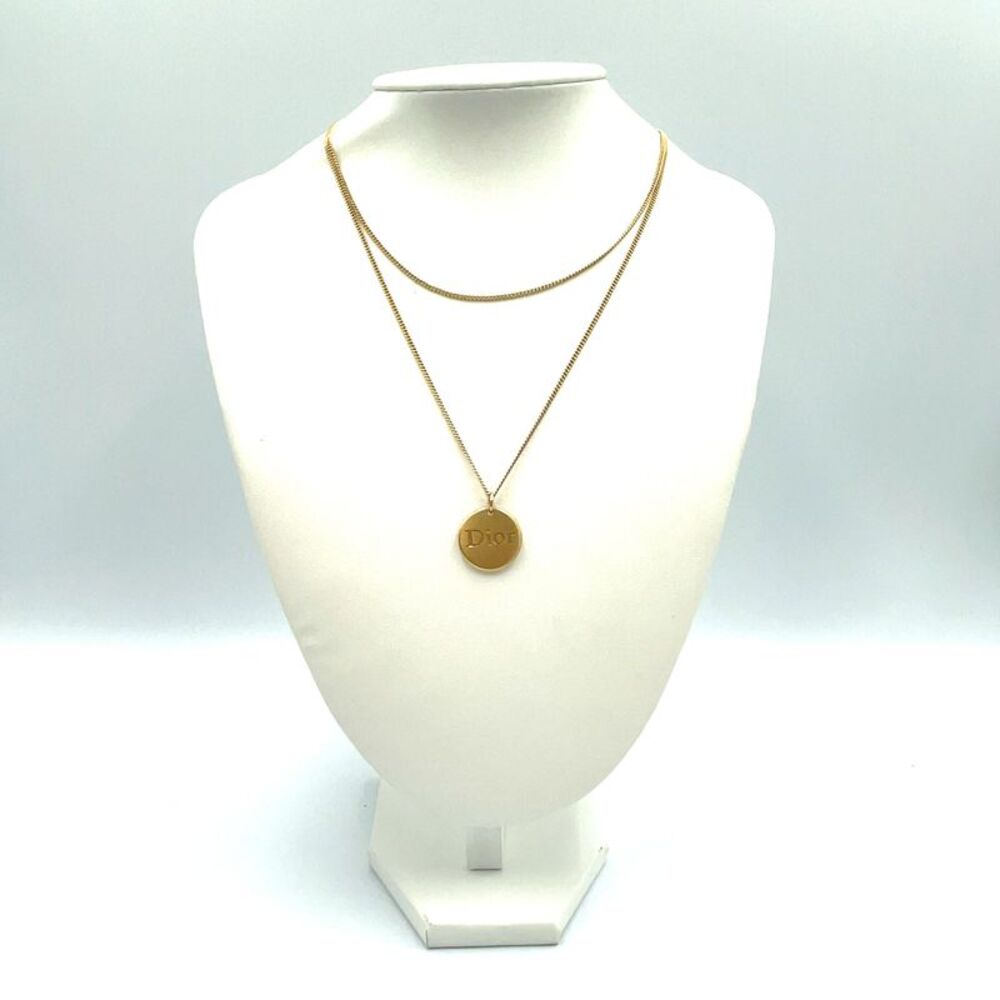 Christian Dior Logo Plate Double Chain Necklace - Picture 9 of 9